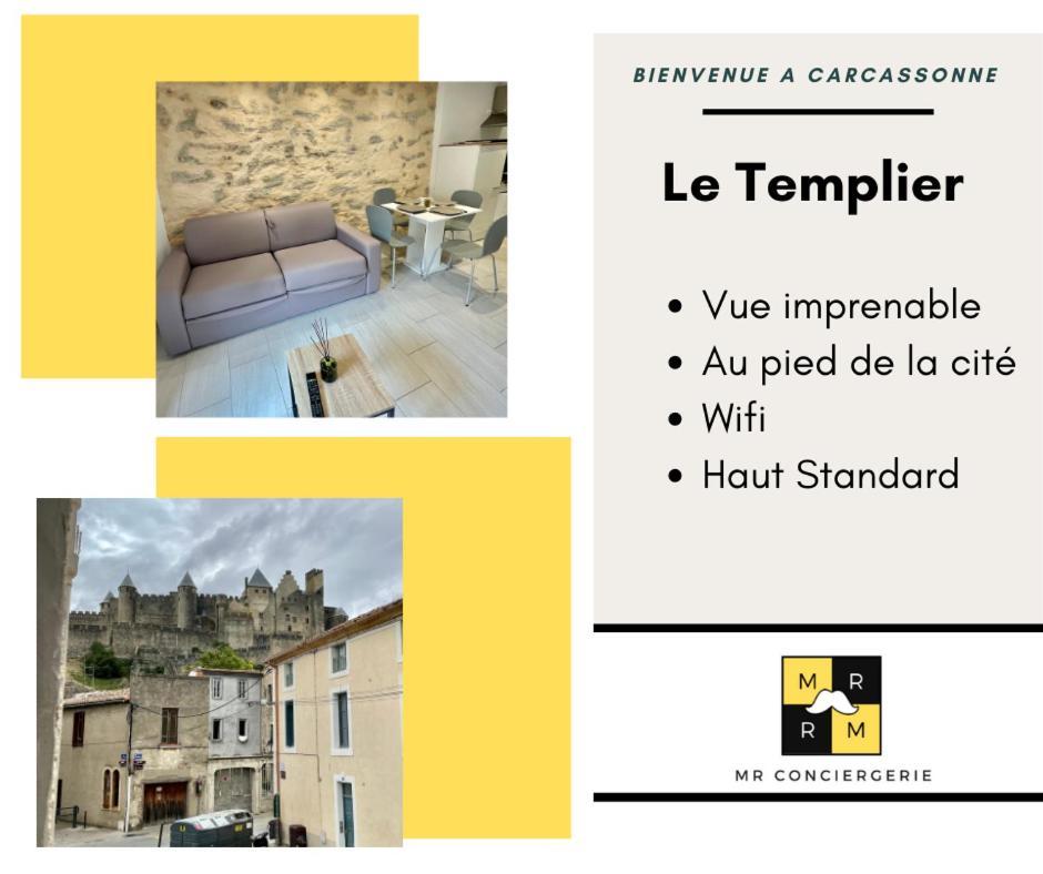 Le Templier Vue Cite Pied Cite Medievale Neuf Carcasona Exterior foto